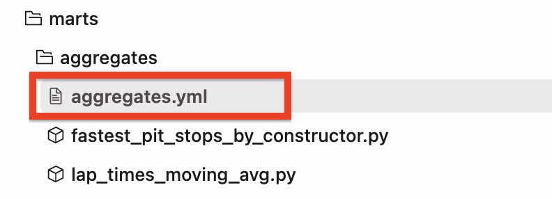 The aggregates.yml file in our file tree The aggregates.yml file in our file tree